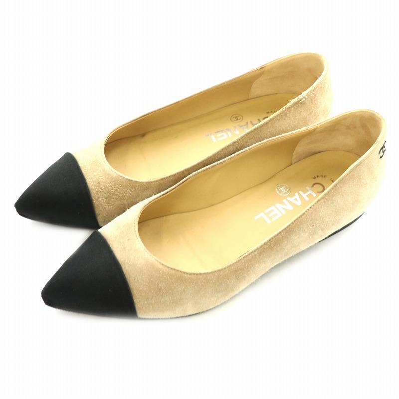 【美品】CHANEL シャネル　スリングバックシューズフラット 36.5 美品】CHANEL シャネル スリングバックシューズフラット 36.5 CHANEL