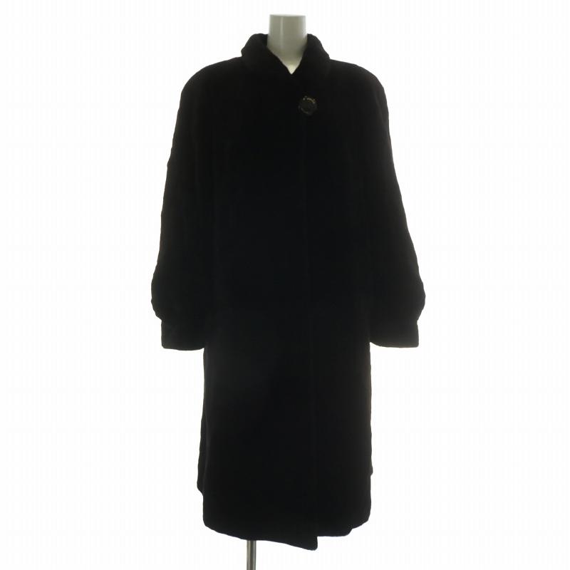 ◇【EMBA】ブラックカラーシェアードMINKファーAラインコート美品