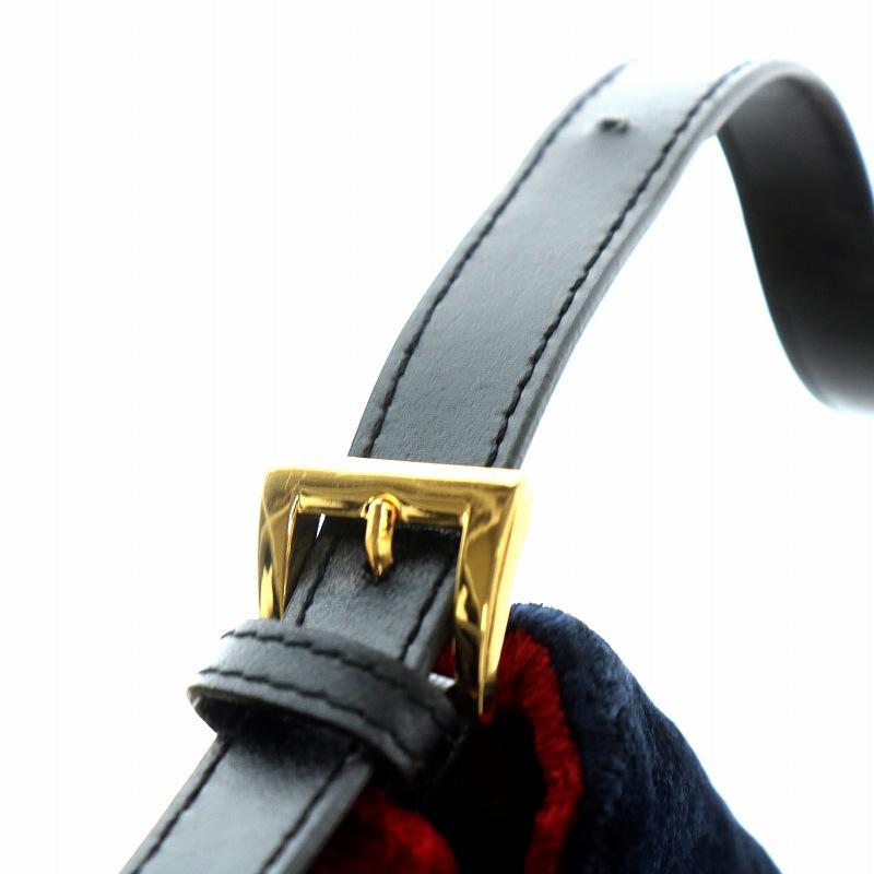 【中古】ロベルタディカメリーノ ベルベット ベロア ハンドバッグ ポーチ ワンショルダー トリコカラー 赤 紺 緑 ロベルタディカメリーノ ヴィンテージ ベルベット ベロア ハンドバッグ