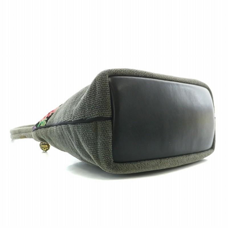 FELIER 花柄 グレー ハンドバッグ 昔のフェイラー 中品 グレー 花柄 百貨店 秋冬 中サイズバッグ