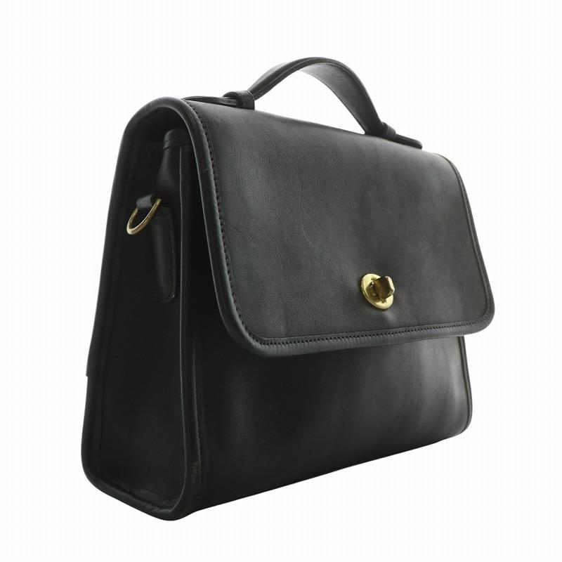 美品　コーチ　2way　ビジネスバッグ　ターンロック　オールレザー　肩掛け　黒 A4可 美品 オールドコーチ レザー 2WAY ビジネスバッグ ターン