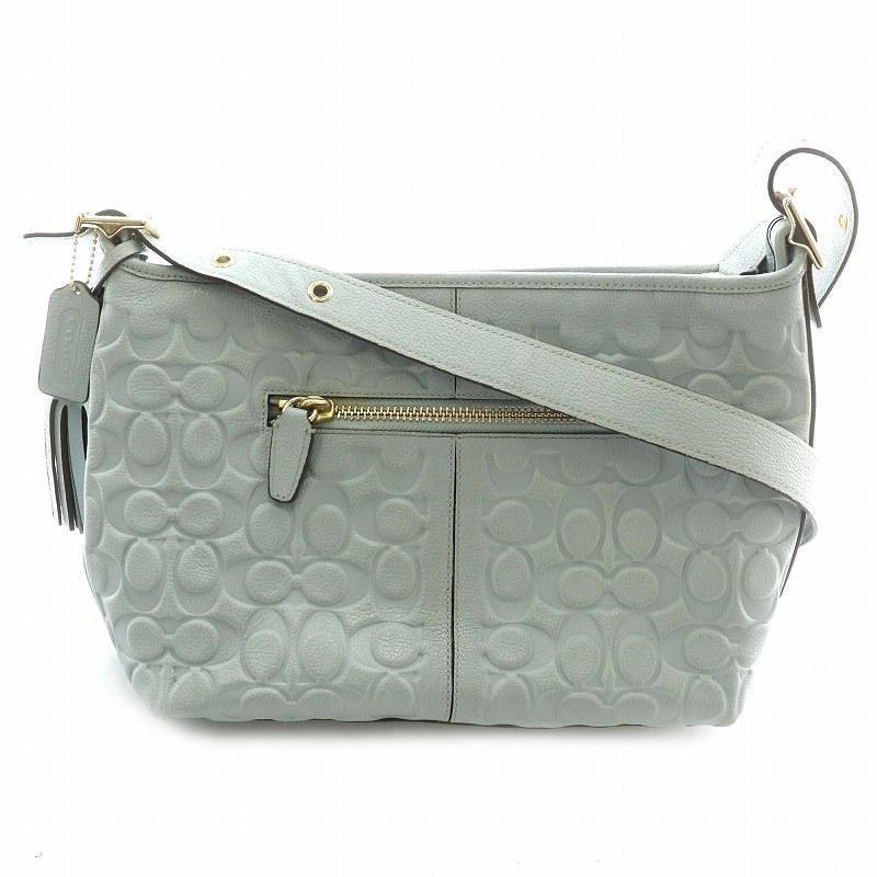 COACH コーチ レザーショルダーバッグ ネイビー エンボス COACH（コーチ） ショルダーバッグ レザー 皮革 エンボス シグネチャー