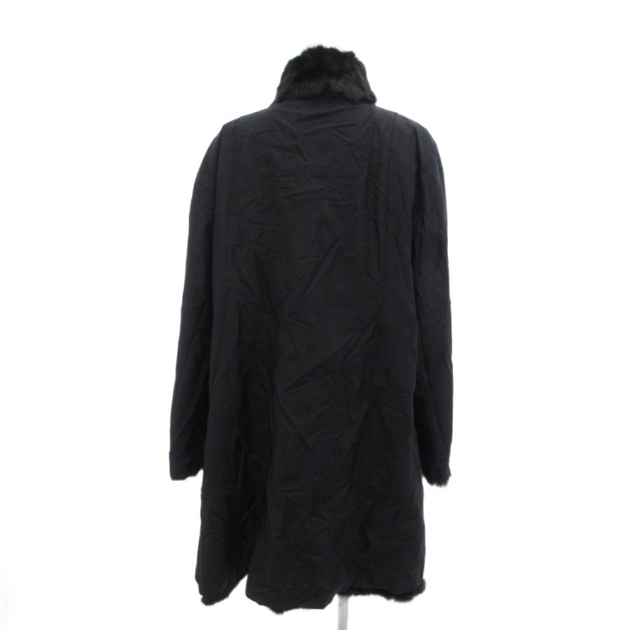 リバーシブル ロシアリス ファー ロング コート 毛皮 シルク L 黒