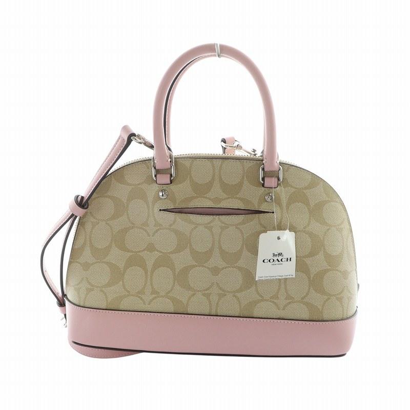 コーチ　ハンドバッグ　ピンク　シグネチャー　ホーボー　ベージュ　レザ COACH コーチ ハンドバッグ 2WAYバッグ PVC レザー シグネチャー