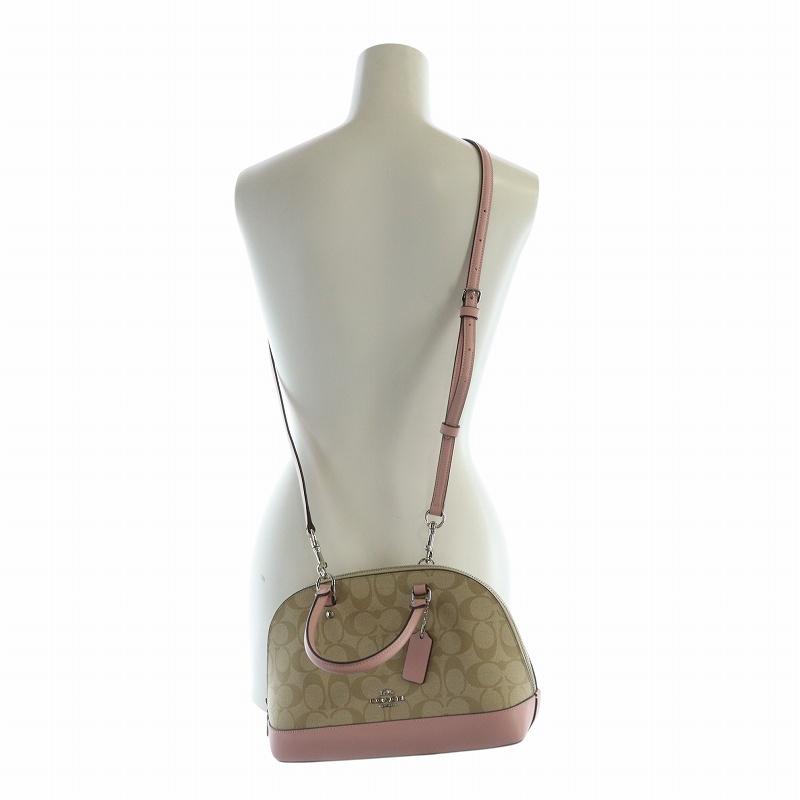 コーチ　ハンドバッグ　ピンク　シグネチャー　ホーボー　ベージュ　レザ COACH コーチ ハンドバッグ 2WAYバッグ PVC レザー シグネチャー