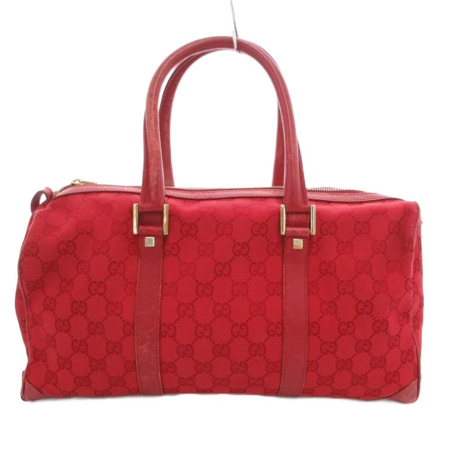 GUCCI グッチ GGキャンバス レザー ハンドバッグレッド