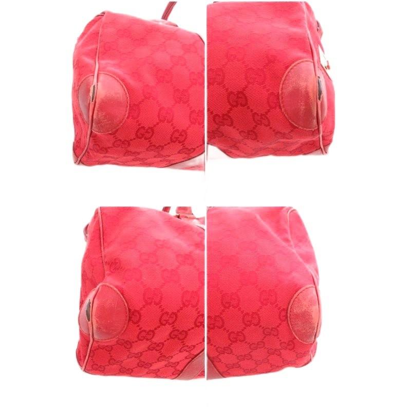 GUCCI レッド GGパターン ハンドバッグ　美品 GUCCI グッチ 000・0846 ハンドバッグ キャンバス レザー GG柄