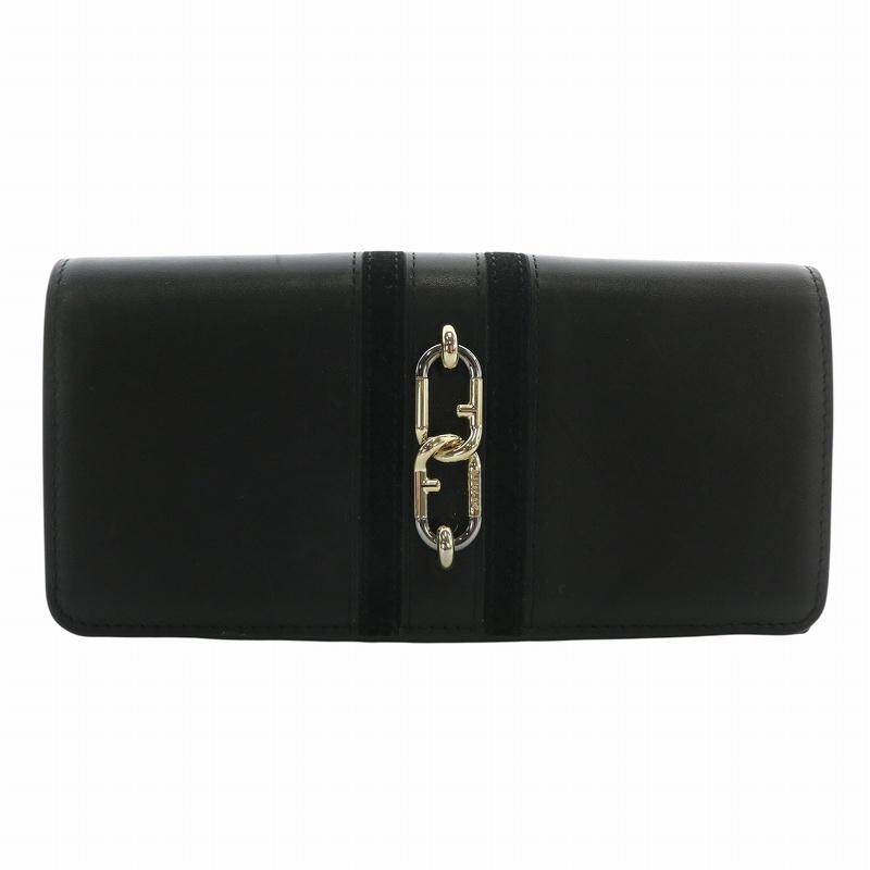 FURLA（フルラ） 長財布 二つ折り レザー アーチロゴ ダブルバックル 