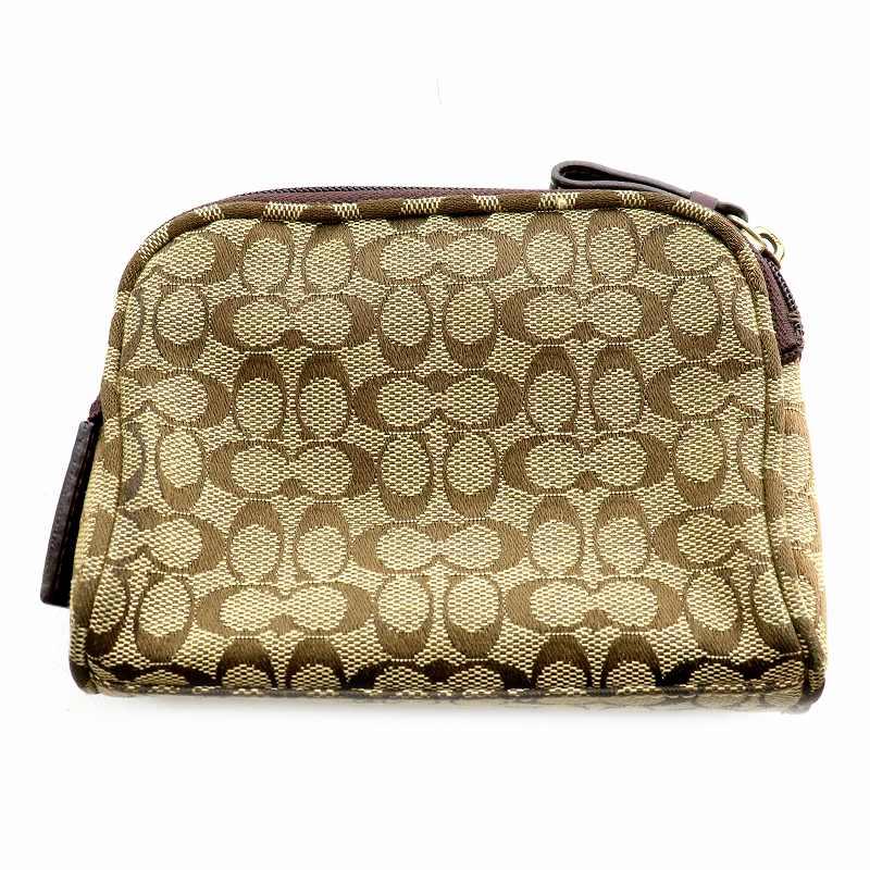 COACH（コーチ） ポーチ ミニ シグネチャー ロゴ 総柄 レザー 皮革 金