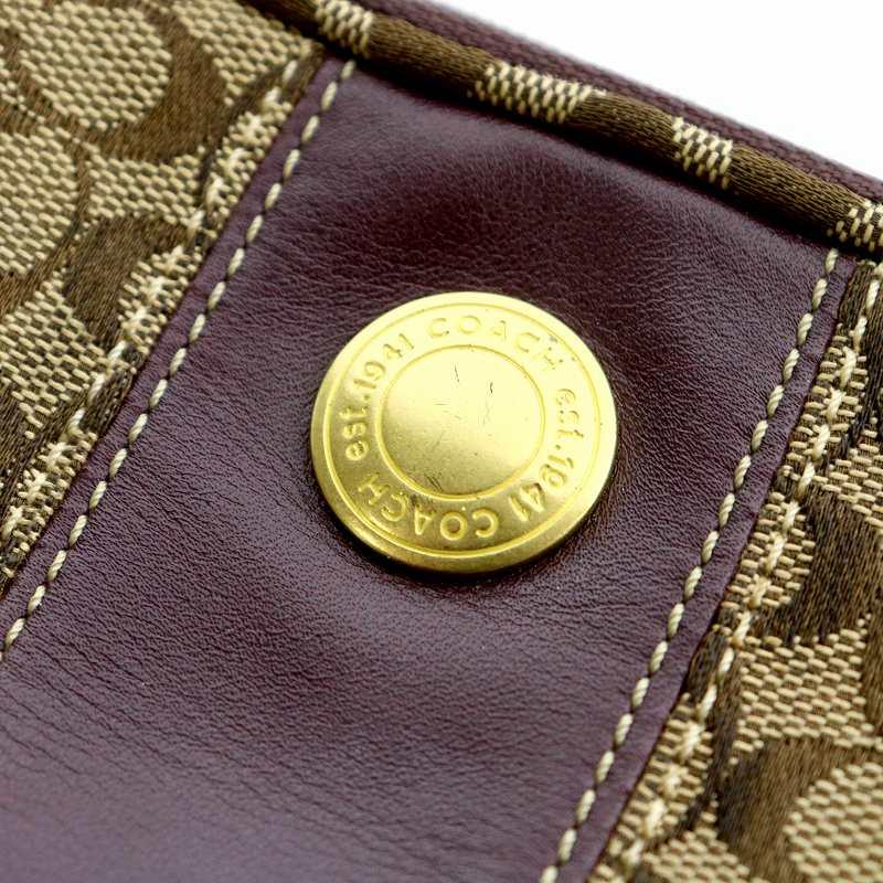 COACH（コーチ） ポーチ ミニ シグネチャー ロゴ 総柄 レザー 皮革 金