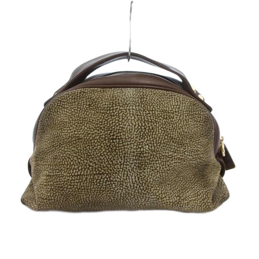 ボルボネーゼ　2way　革　レザー　ブラウン　うずら　スクエア　ハンド バック ボルボネーゼ BORBONESE ハンドバッグ レザー うずら柄 茶