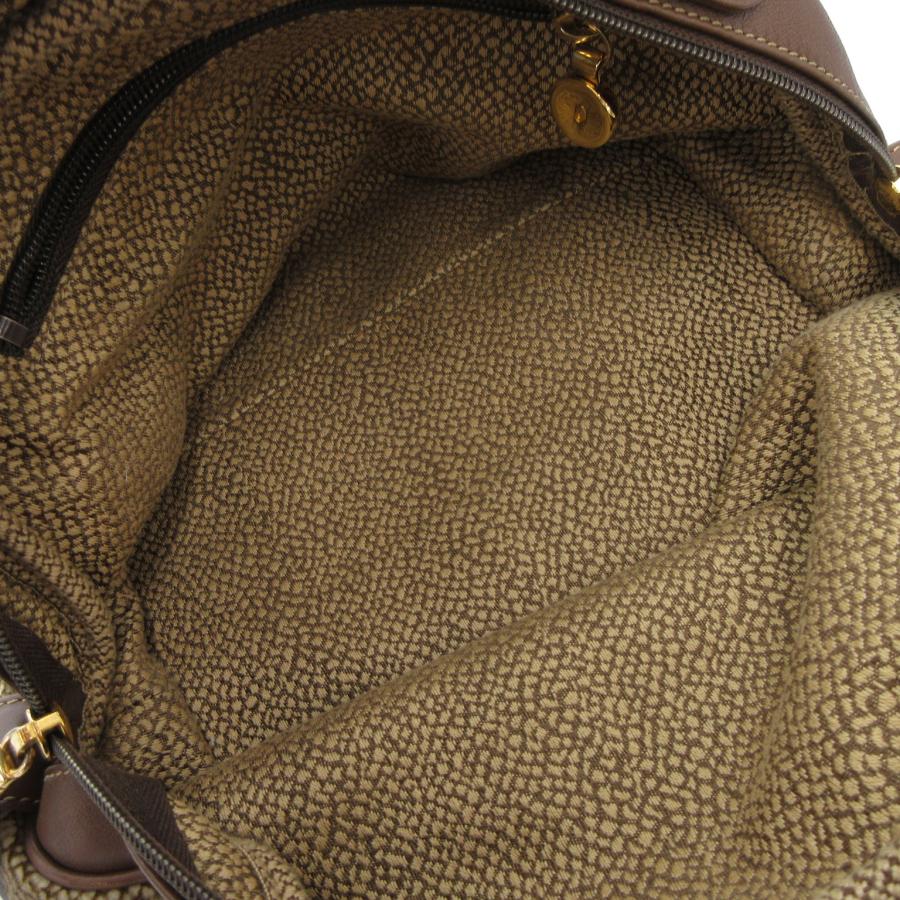 ボルボネーゼ　2way　革　レザー　ブラウン　うずら　スクエア　ハンド バック ボルボネーゼ BORBONESE ハンドバッグ レザー うずら柄 茶