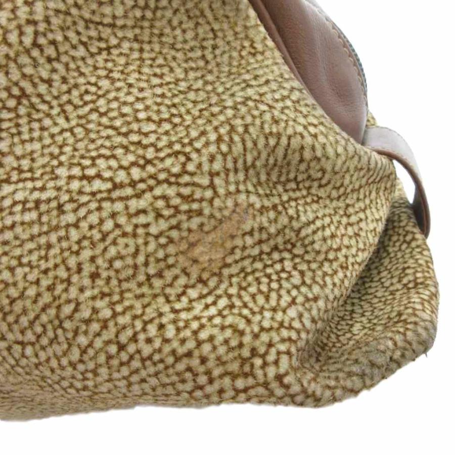 ボルボネーゼ　2way　革　レザー　ブラウン　うずら　スクエア　ハンド バック ボルボネーゼ BORBONESE ハンドバッグ レザー うずら柄 茶