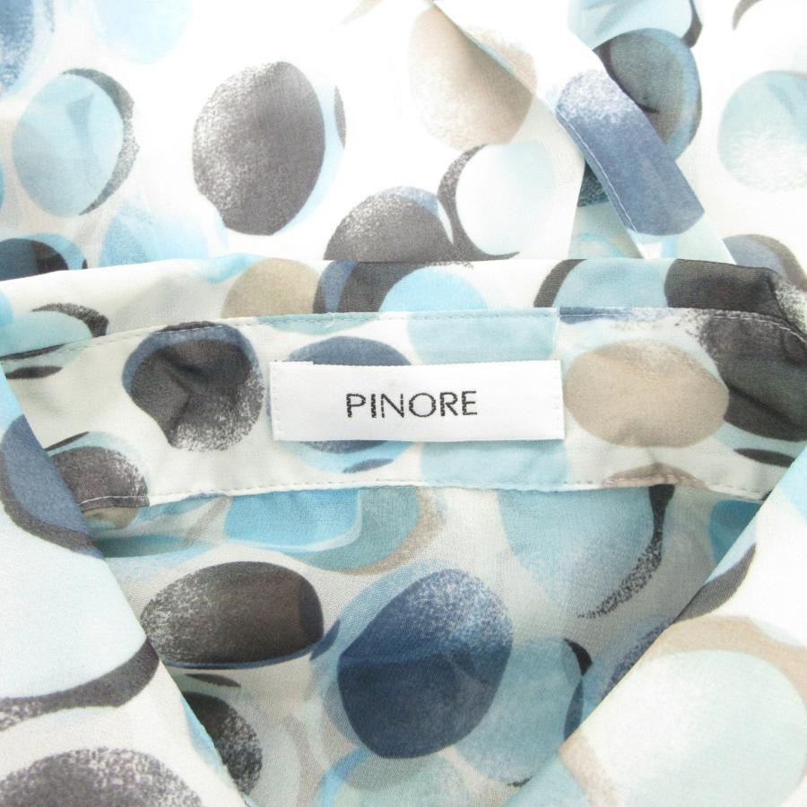 ピノーレ PINORE シアーシャツワンピース ひざ丈 長袖 フリル