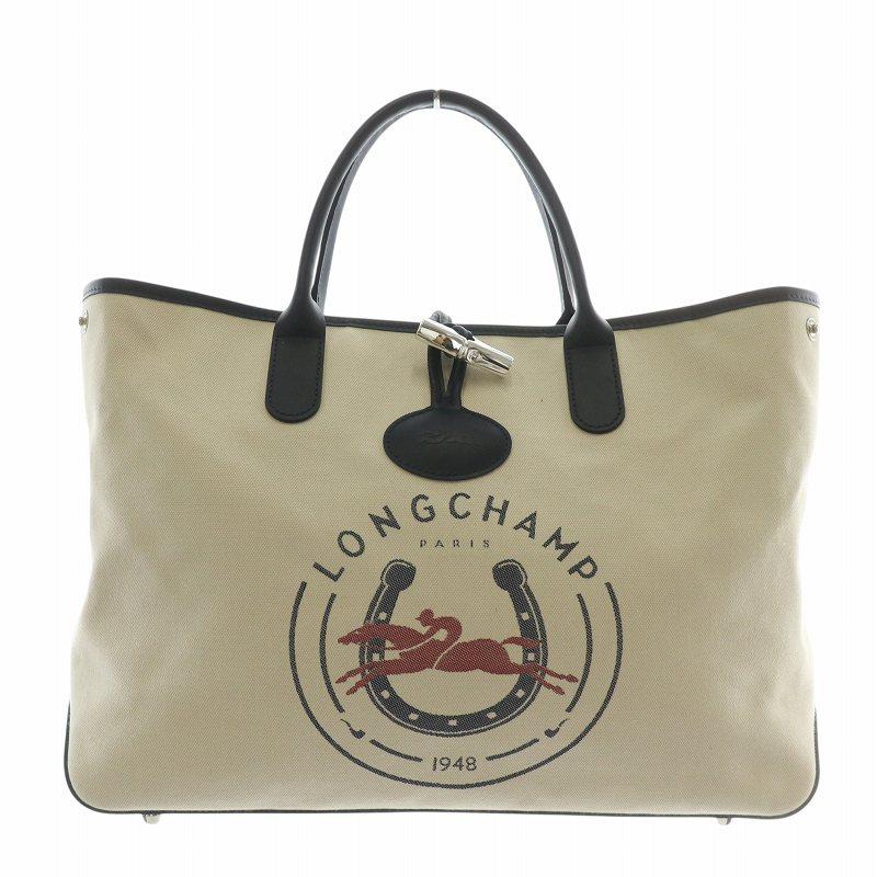 LONGCHAMP（ロンシャン） ロゾ トートバッグ ハンド キャンバス レザー 