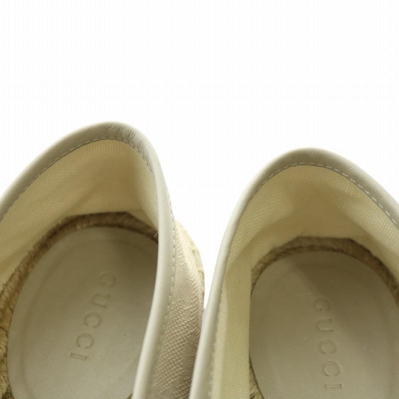GUCCI グッチ スリッポン キャンバス レザー エスパドリーユ ラウンド