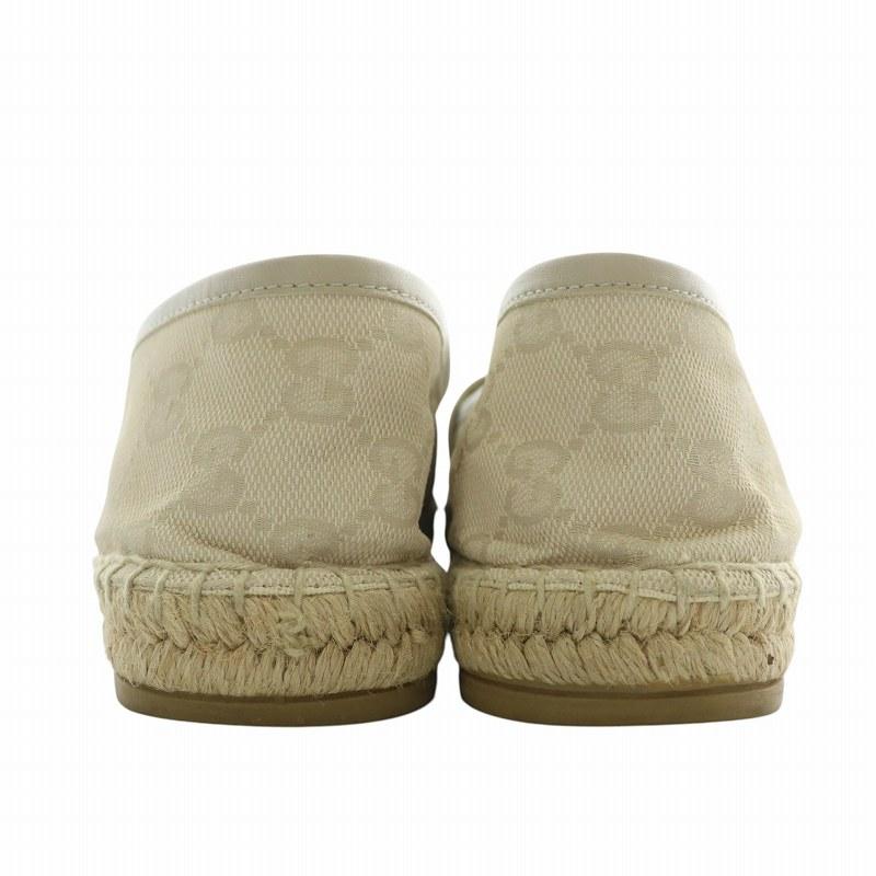 GUCCI グッチ スリッポン キャンバス レザー エスパドリーユ ラウンド