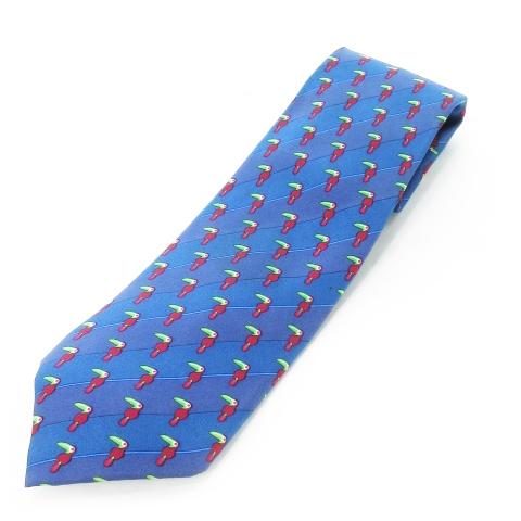 HERMES エルメス　青色 鳥模様 ネクタイ HERMES（エルメス） ネクタイ レギュラー シルク 絹 ストライプ 鳥