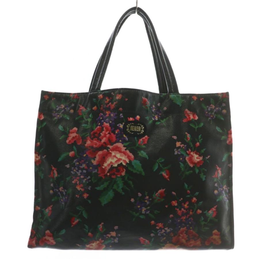 フェイラー FEILER トートバッグ ハンド レザー 花柄 総柄 オープン