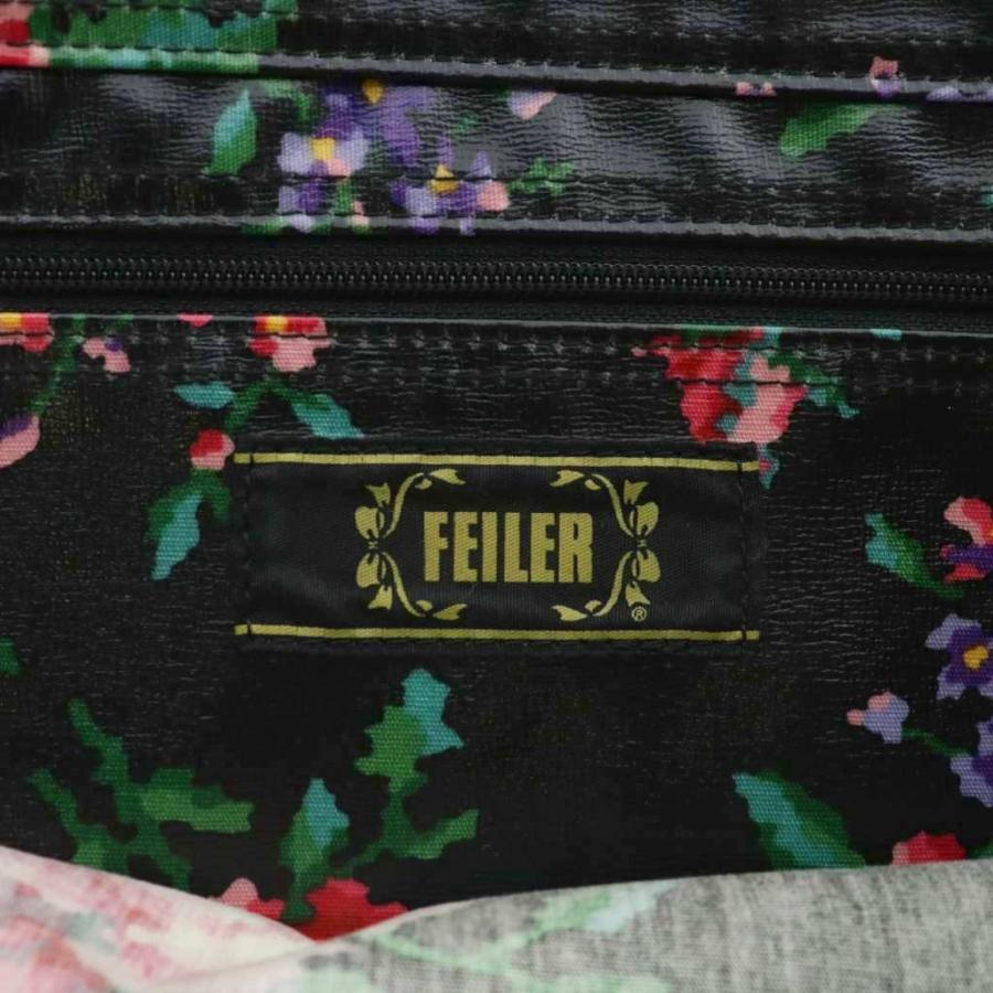フェイラー FEILER トートバッグ ハンド レザー 花柄 総柄 オープン