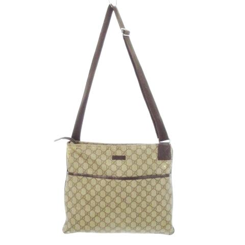 【中古】グッチ GUCCI ショルダーバッグ PVC レザー 革 GGスプリーム ロゴ 茶 ブラウン 141198・467891 /CK19 GUCCI（グッチ） ショルダーバッグ PVC レザー 革 GGスプリーム ロゴ