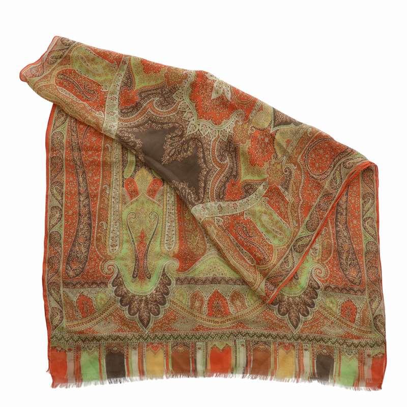 ETRO エトロ ストール スカーフ 薄手 絹 シルク ペイズリー柄 総