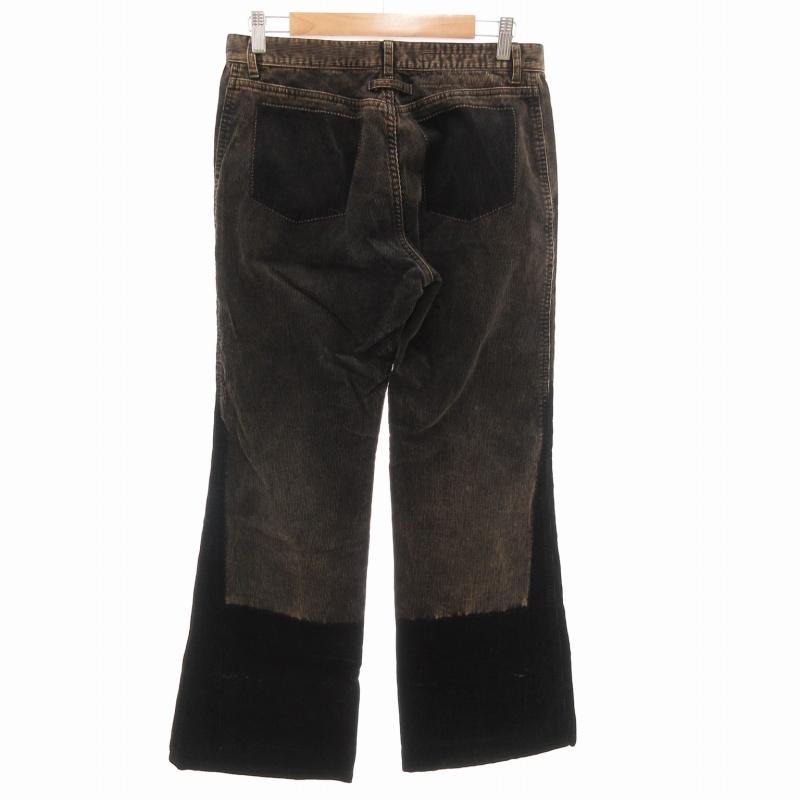 【中古】ジャンポールゴルチエ コーデュロイ パンツ ワイド だまし絵プリント ブリーチ加工 ボタンフライ 42 黒 ジャンポールゴルチエ Jean Paul GAULTIER JPG コーデュロイ パンツ