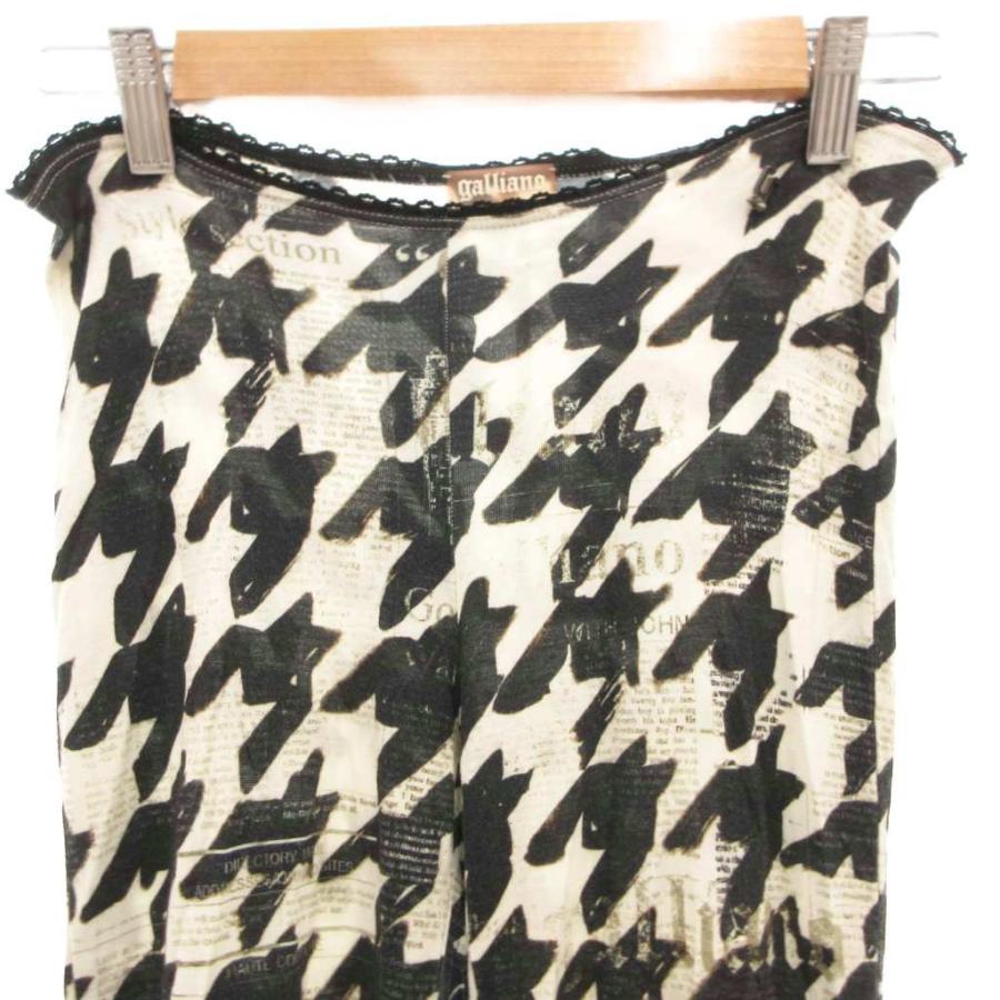 ガリアーノ GALLIANO レギンス トレンカ ニュースペーパー柄 千鳥格子