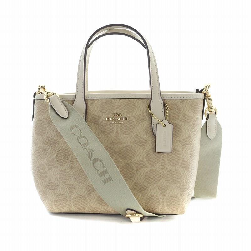 COACH コーチ ハンド ショルダーバッグ 2WAY PVC レザー シグネチャー  