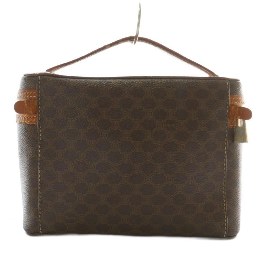 良品◎CELINE マカダム トリオンフ バニティバッグ 化粧ポーチ レザー