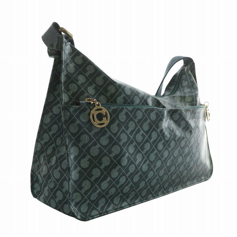 ゲラルディーニ GHERARDINI ショルダーバッグ PVC レザー 総柄 ロゴ 緑  