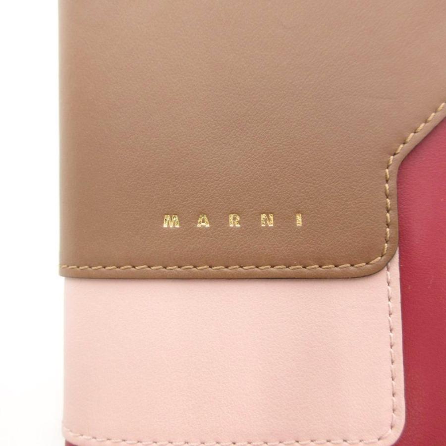 MARNI（マルニ） 二つ折り財布 ウォレット レザー ロゴ 赤 ボルドー 茶