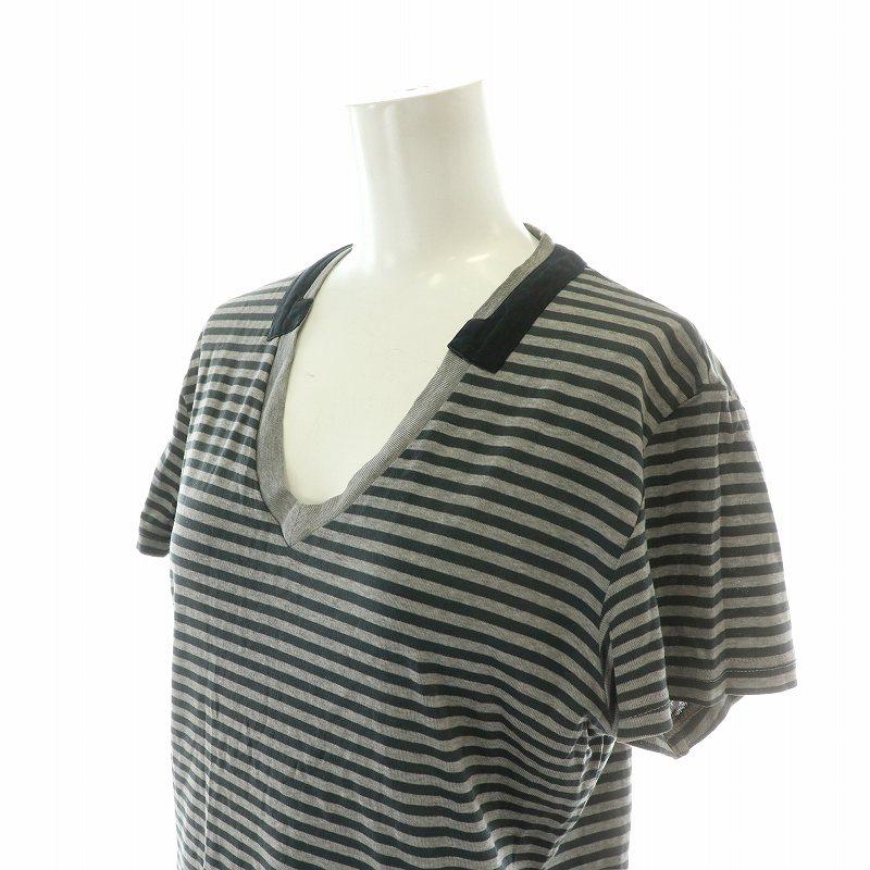 ディオールオム Dior HOMME Tシャツ カットソー 半袖 Vネック ボーダー