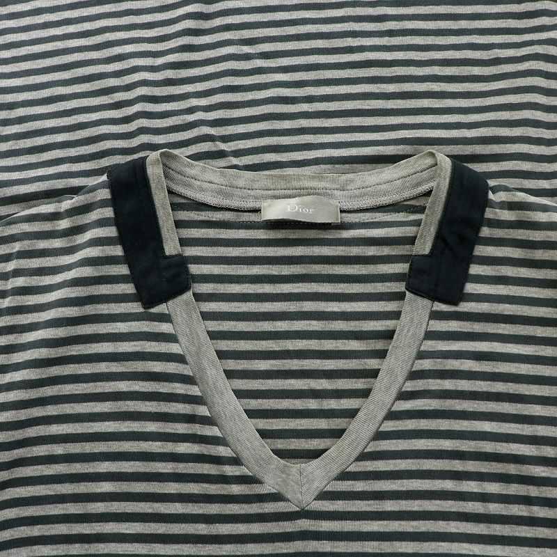 ディオールオム Dior HOMME Tシャツ カットソー 半袖 Vネック ボーダー