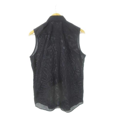 【中古】ジルサンダー JIL SANDER ワイシャツ ノースリーブ メッシュ生地 コットン 39 15.5 紺 ネイビー /AH7 ジルサンダー JIL SANDER ワイシャツ ノースリーブ メッシュ生地