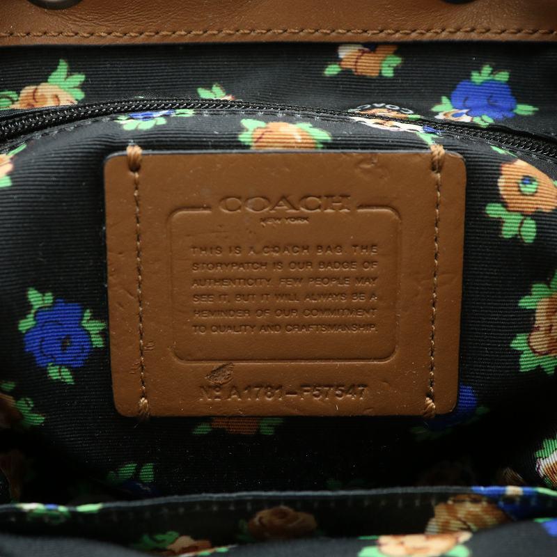 COACH ロゴパターン レザーキャンバスリュック