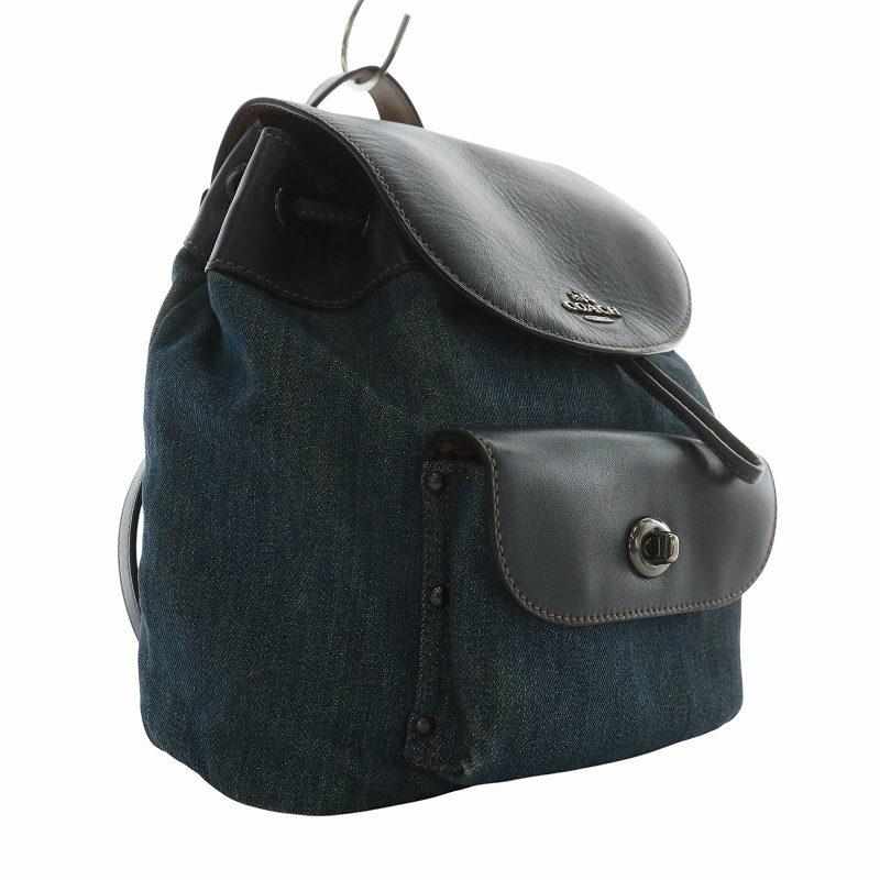 COACH（コーチ） リュックサック デイバッグ デニム キャンバス レザー