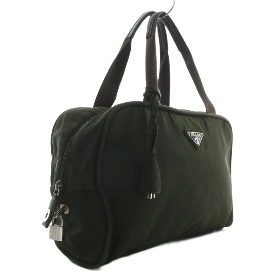 PRADA（プラダ） ハンドバッグ ナイロン 内側総柄 三角ロゴプレート 緑