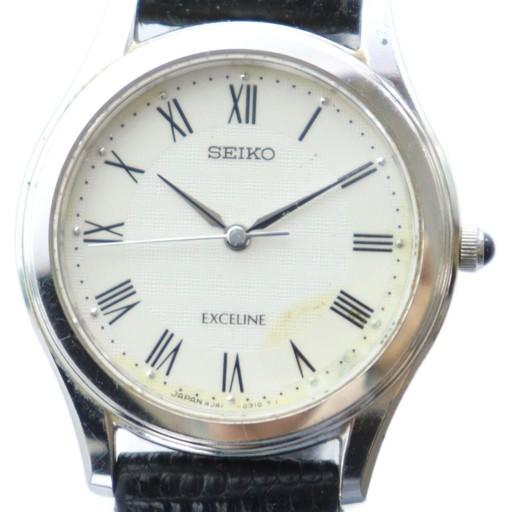 セイコー SEIKO EXCELINE エクセリーヌ 腕時計 ウォッチ クォーツ ローマン 白文字盤 シルバーカラー 銀色 4J41-0110 | 