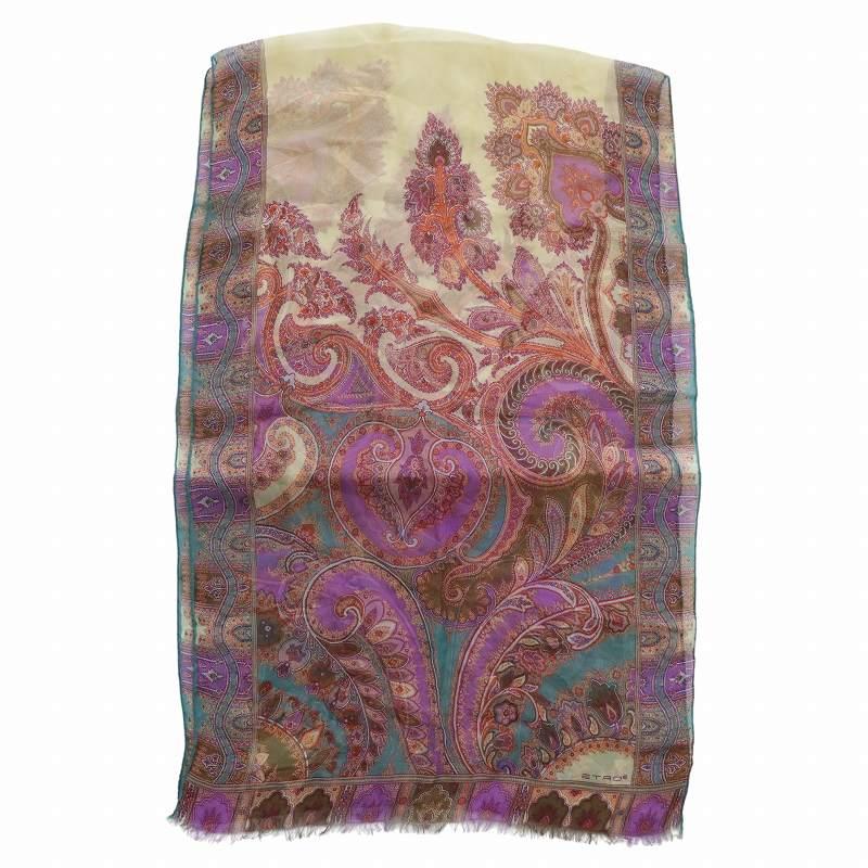 ETRO（エトロ） スカーフ ストール 薄手 ペイズリー柄 総柄 フリンジ