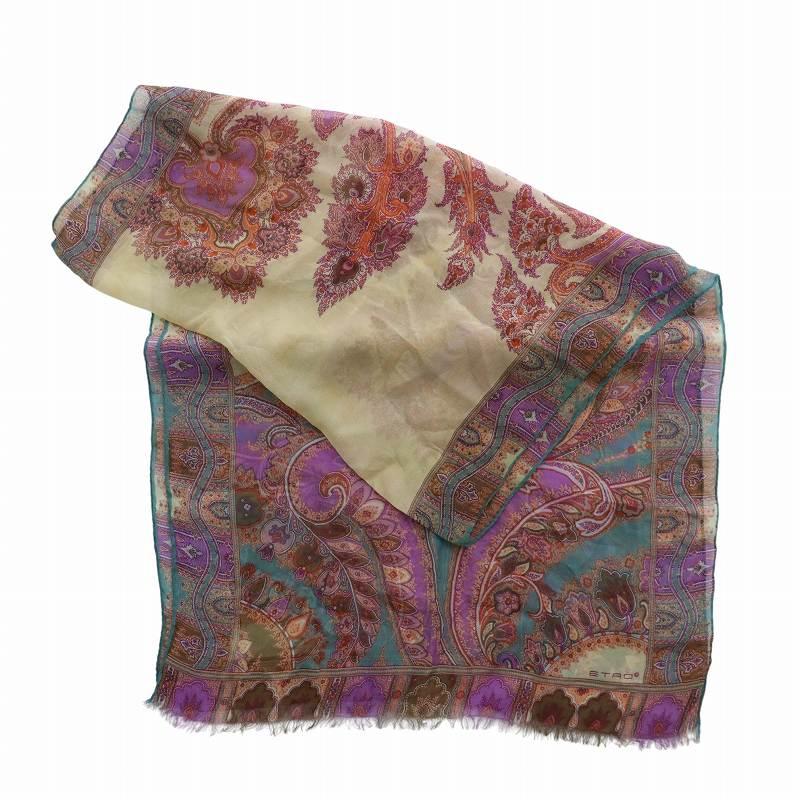 ETRO（エトロ） スカーフ ストール 薄手 ペイズリー柄 総柄 フリンジ