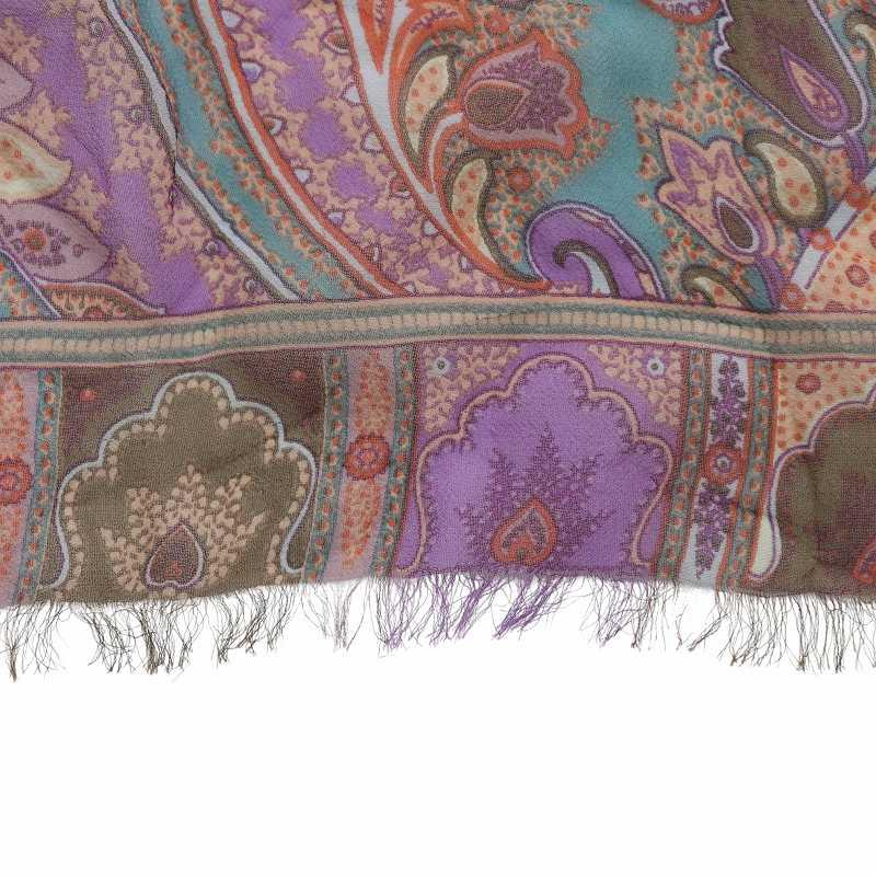ETRO（エトロ） スカーフ ストール 薄手 ペイズリー柄 総柄 フリンジ