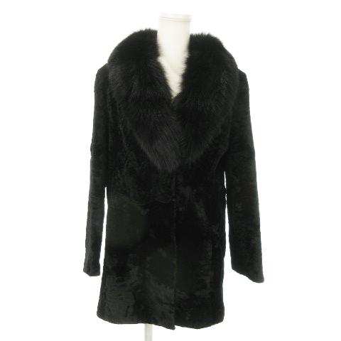 ノーブランド ファーコート ショート丈 ラムファー 襟フォックスファー