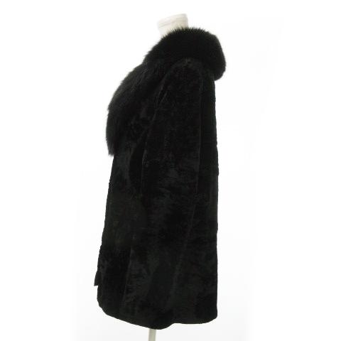 ノーブランド ファーコート ショート丈 ラムファー 襟フォックスファー