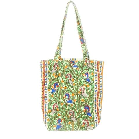 TORY BURCH（トリーバーチ） トートバッグ キャンバス 切り替え 鳥