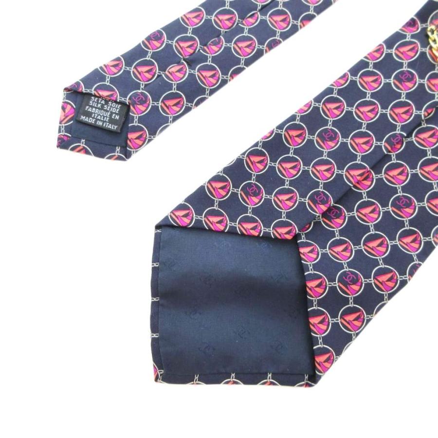 CHANEL シャネル 美品 ネクタイ レギュラータイ ココマーク 総柄 ロゴ