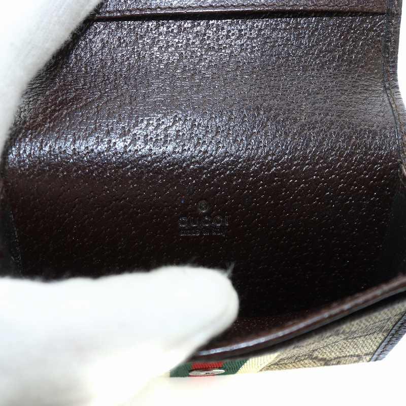 【中古】グッチ GUCCI カードケース 名刺入れ シェリーライン GGスプリーム PVC レザー 茶 ブラウン レディース GUCCI（グッチ） カードケース 名刺入れ シェリーライン GGスプリーム