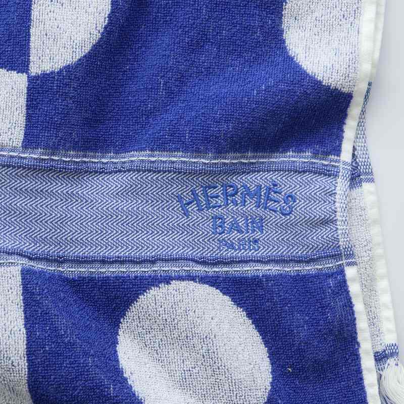 HERMES（エルメス） ビーチタオル バスタオル 総柄 ロゴ 水玉柄 ドット
