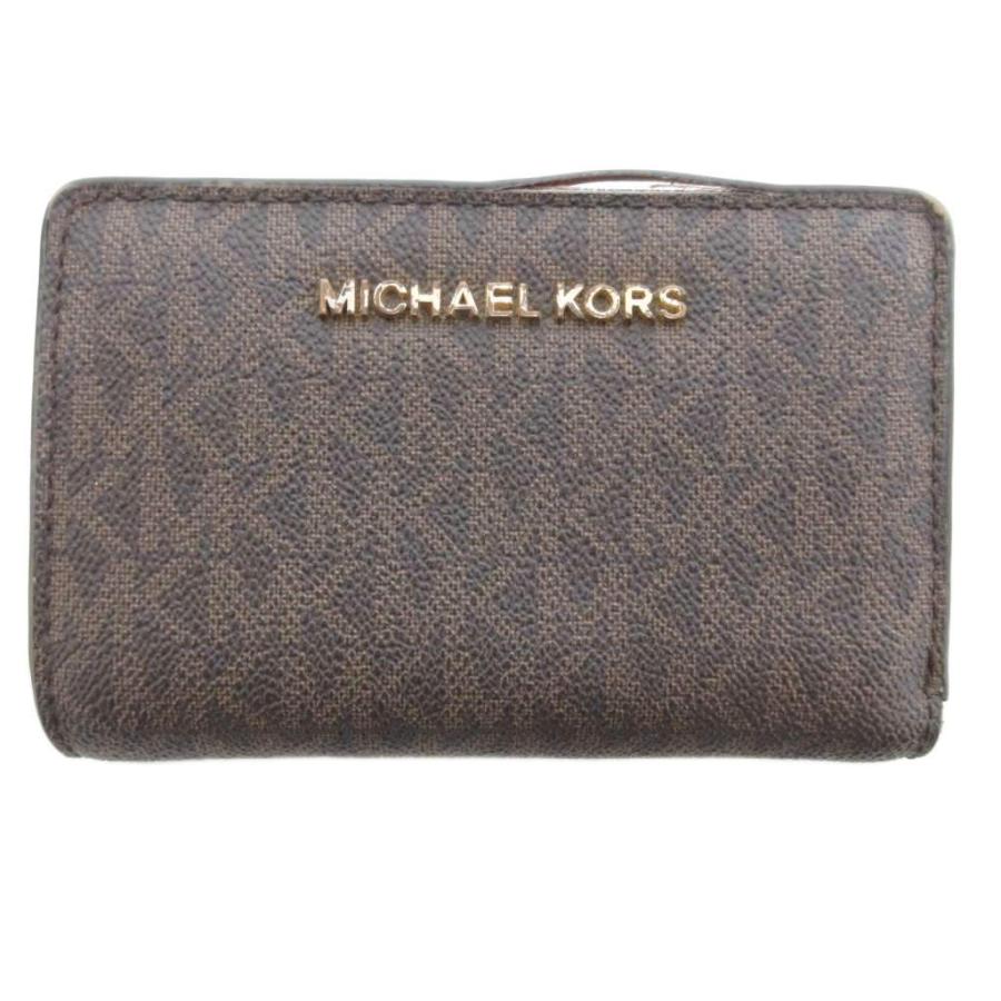 マイケルコース MICHAEL KORS 二つ折り財布 PVC MKシグネチャー 茶 
