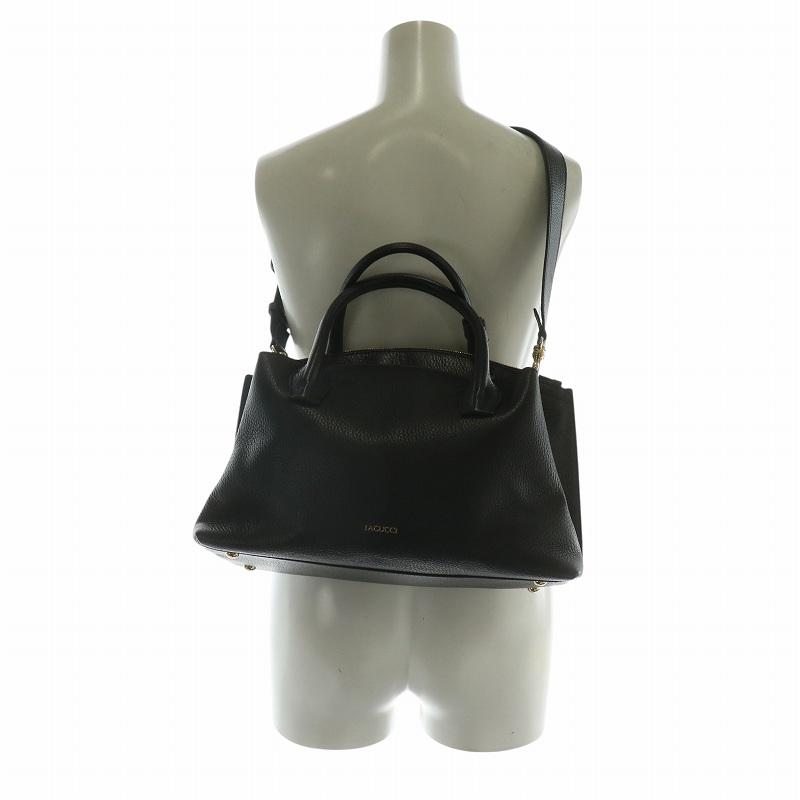 IACUCCI 黒 レザーハンドバッグ イアクッチ IACUCCI ハンドバッグ ショルダー 2WAY レザー オープン